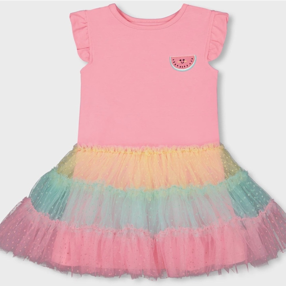 Pink and Rainbow Tulle Dress for Toddler